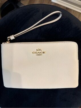 Coach Ivory Leather Pouch with Gold Logo